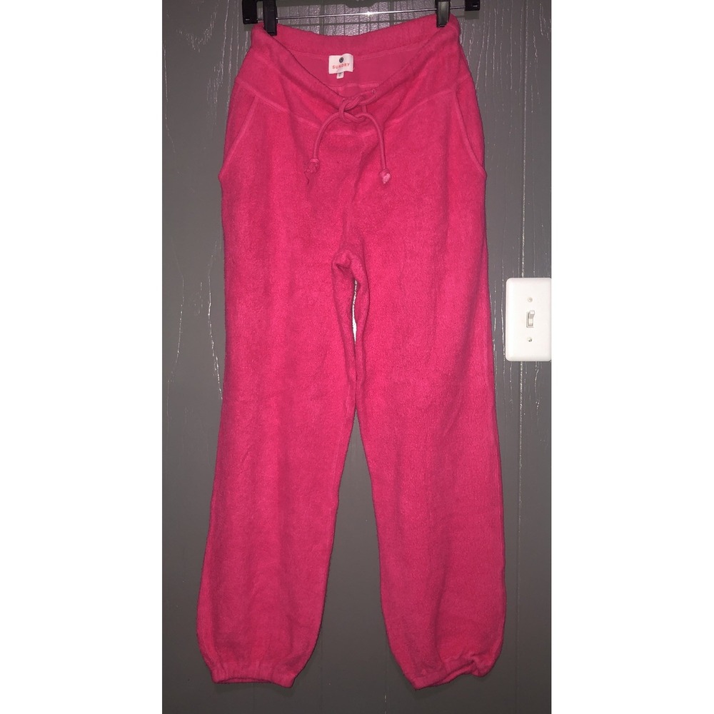Anthropologie Sundry Fuscia Pink Relaxed Fleece lounge Joggers Small 4-6